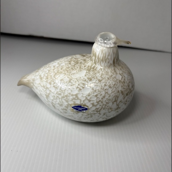 Oiva Toikka White Speckled Willow ArtGlass Bird Finland Nuutajarvi Signed/Label - Picture 3 of 12